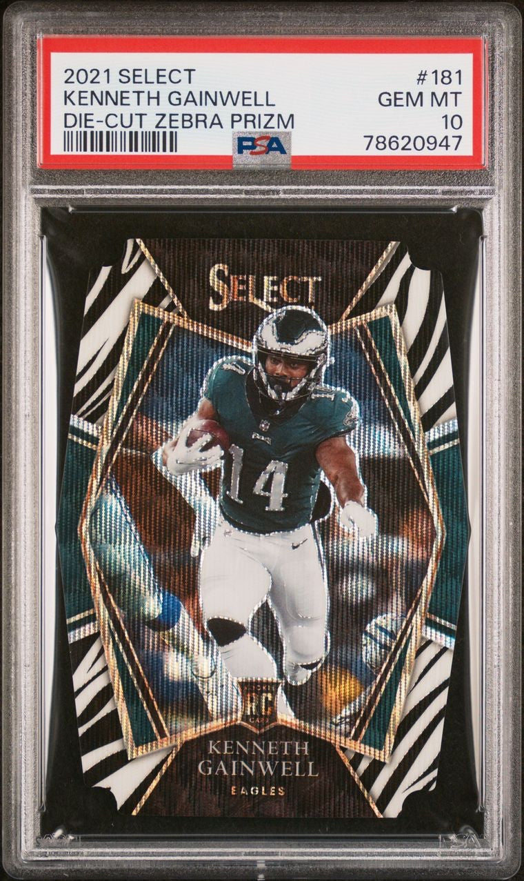 2021 Select Die-Cut Zebra Prizm Kenneth Gainwell PSA 10 Pop 3