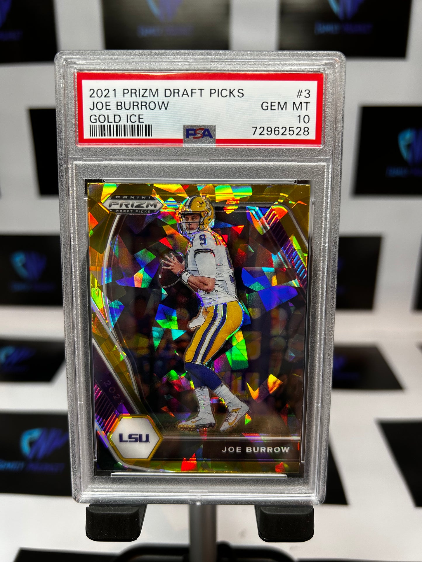 2021 Prizm Draft Picks Gold Ice Joe Burrow #3 PSA 10