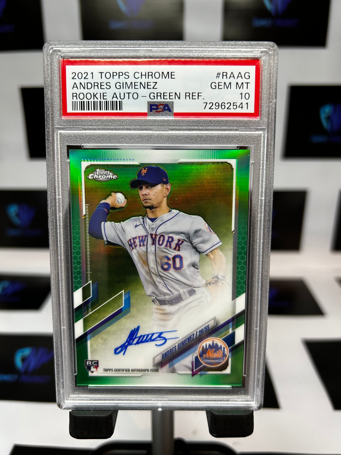 2021 Topps Chrome Rookie Auto Green Refractor /99 Andres Gimenez PSA 10