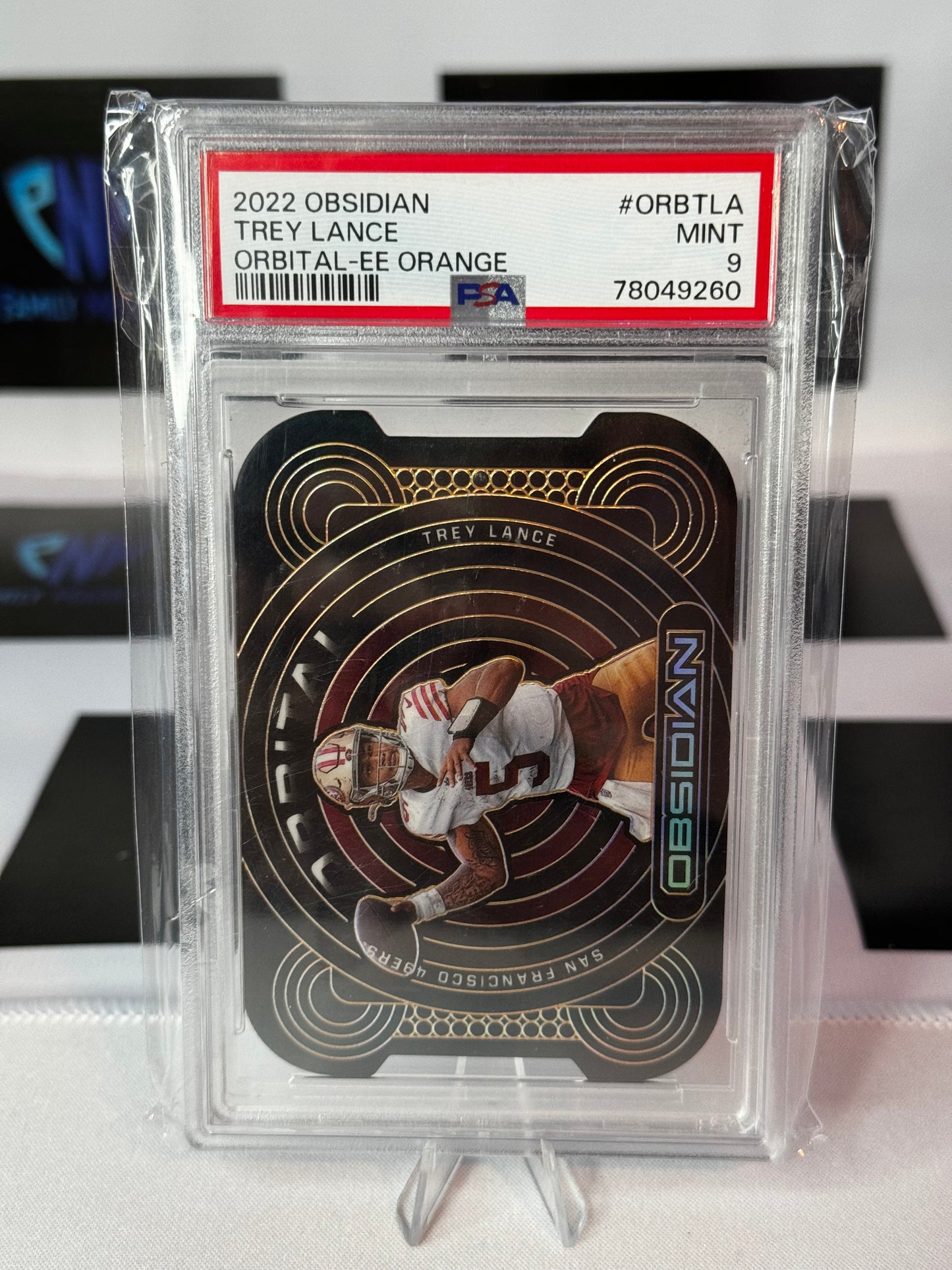 2022 Obsidian Orbital Orange /50 Trey Lance PSA 9