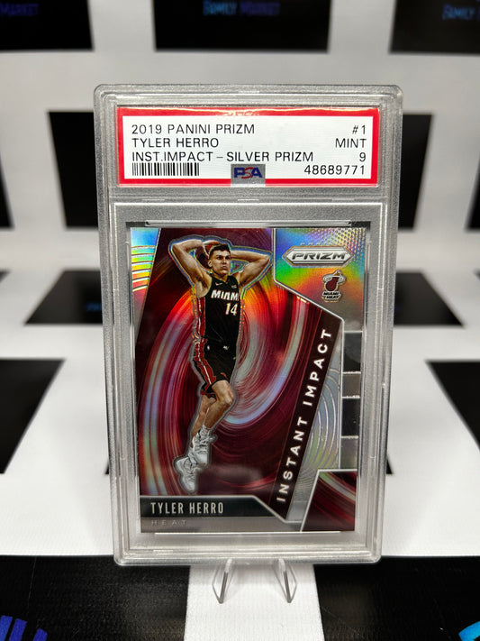 2019 Prizm Inst. Impact Silver Prizm Tyler Herro #1 PSA 9