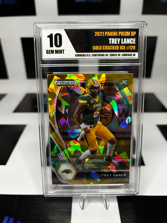 2021 Prizm Draft Picks Gold Cracked Ice Trey Lance #120